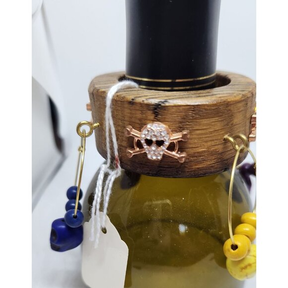 Colorful Skull-Themed Wine Glass Charms Set - 4 Unique Charms With Beads & Wood - Picture 8 of 13